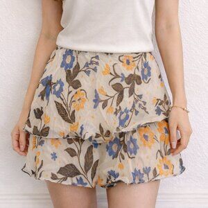 Anthropologie Floral Tiered Mini Skirt Boho Cottagecore XXS Lightweight